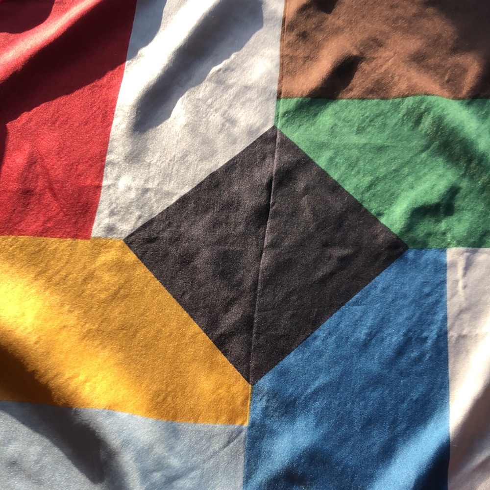 Vintage All Silk Color block Scarf by Dumont - Picture 2 of 9